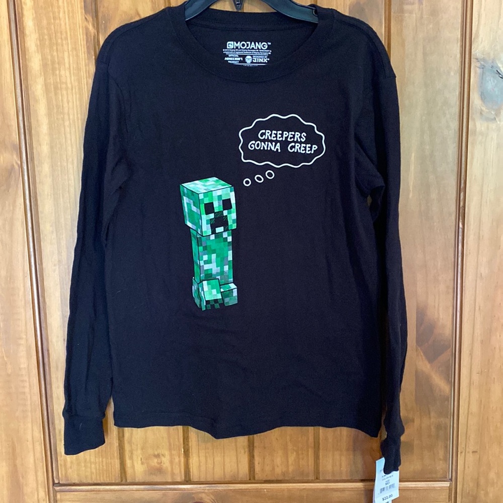 Mojang Minecraft creeper long sleeve shirt - new with tags
